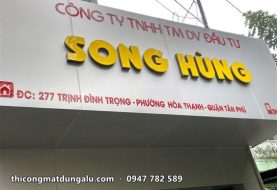 Bảng hiệu alu chữ nổi vàng Công ty Song Hùng, Tân Phú