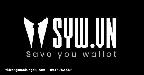 Logo SYW trắng trên nền đen