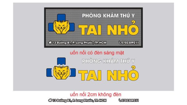 Bản vẽ chi tiết phân biệt chữ nổi có đèn sáng mặt và chữ nổi không đèn