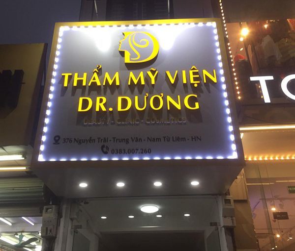 Bảng hiệu thẩm mỹ viện chữ nổi vàng sáng mặt và viền LED
