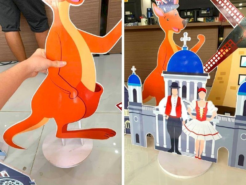 Mô hình formex con chuột túi và nhà thờ có chân đế