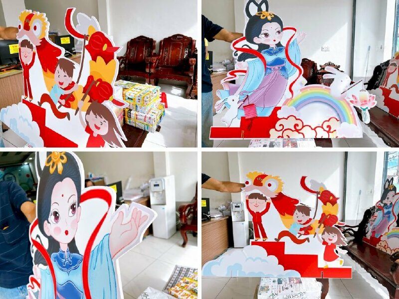 Mô hình formex nhân vật cổ trang và hoa văn trang trí Trung thu