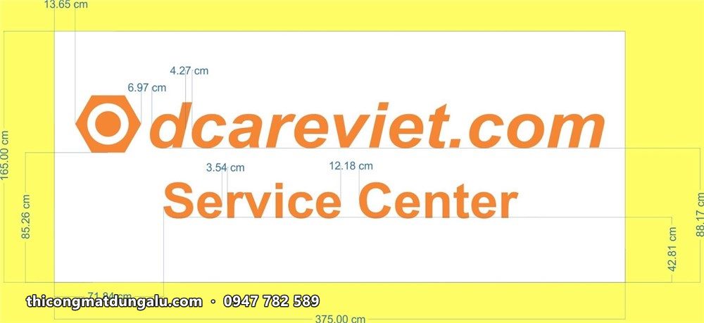 Bản vẽ kích thước logo dcareviet.com Service Center