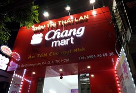 Bảng hiệu siêu thị mini hàng nhập khẩu: Chang Mart, Alle Mart, Xanh Mart