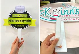 In formex cắt hình: standee, hashtag cầm tay và chữ formex trang trí